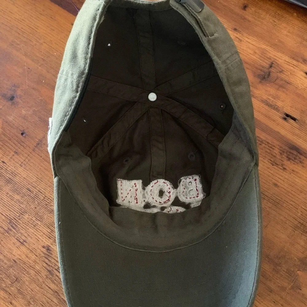 Bon Jovi 83 Army Green Navy Distressed Ball Cap - Picture 3 of 5